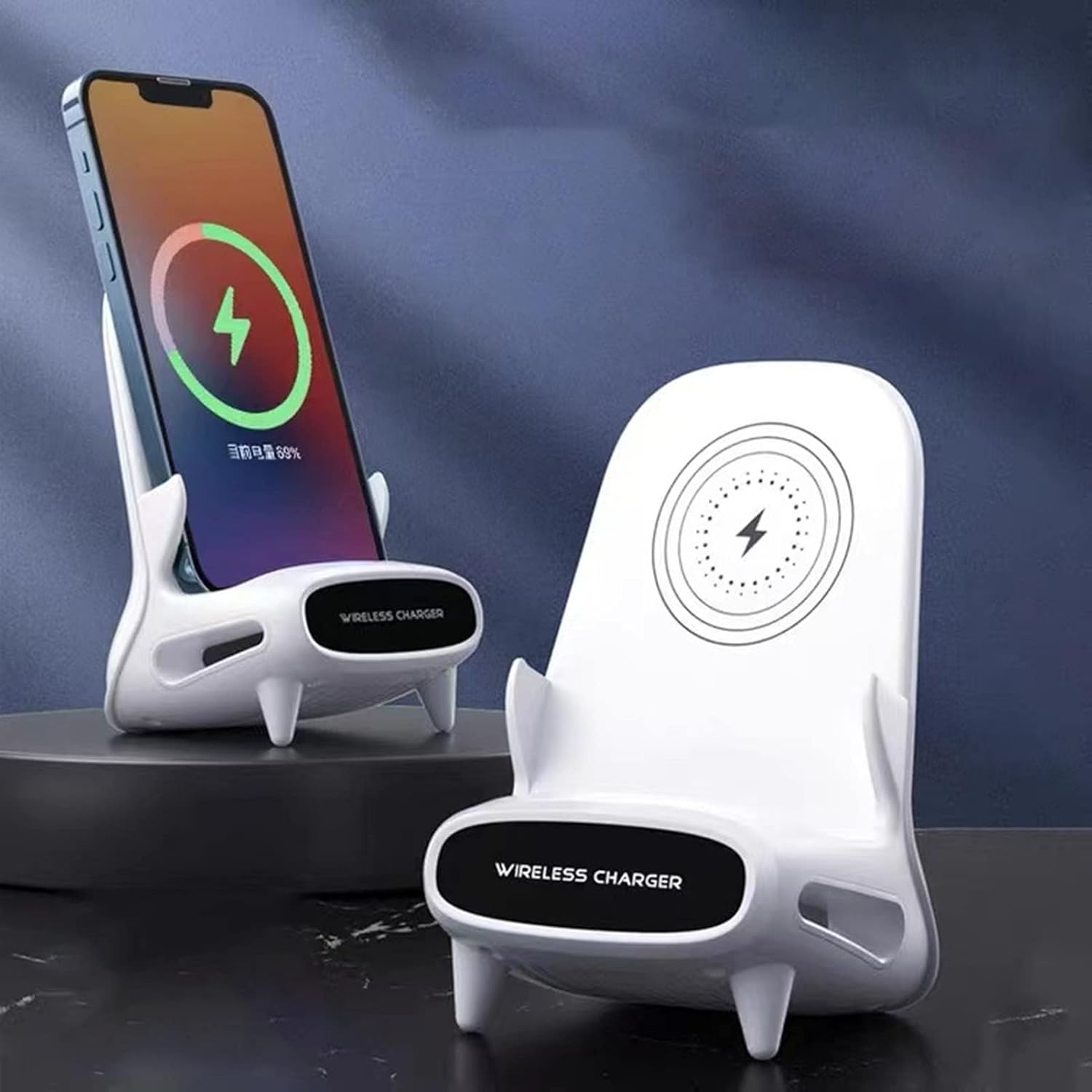 Station de Charge Sans Fil 2 en 1 — 15 W | Son Stéréo | Support Multimédia