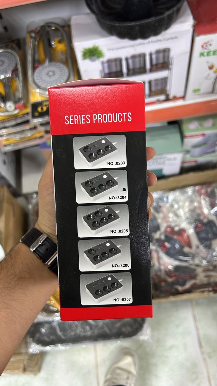 موزع كهرباء متعدد المنافذ USB + كابل بثلاثة رؤوس